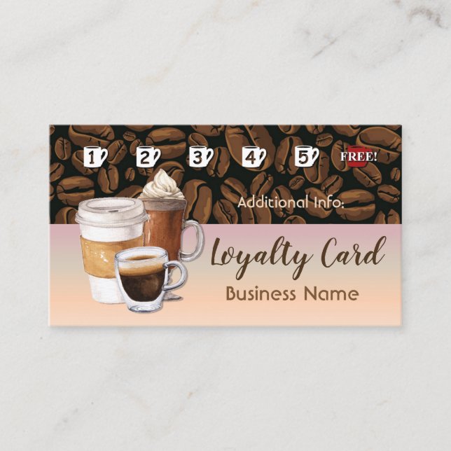 Tarjeta 5 de la lealtad de la cafetería (Anverso)