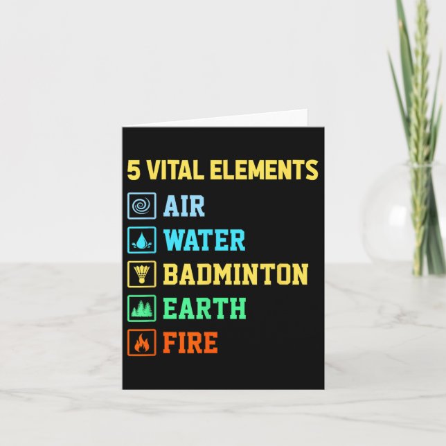 Tarjeta 5 Elementos Vitales Incendio De Agua Aérea Badmint (Anverso)