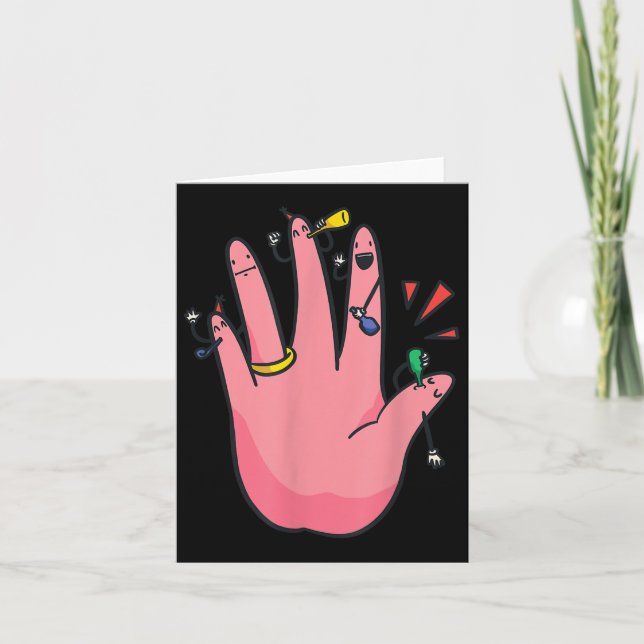 Tarjeta 5 Finger Engagement Hand Fiesta Mejor Novia Fiance (Anverso)