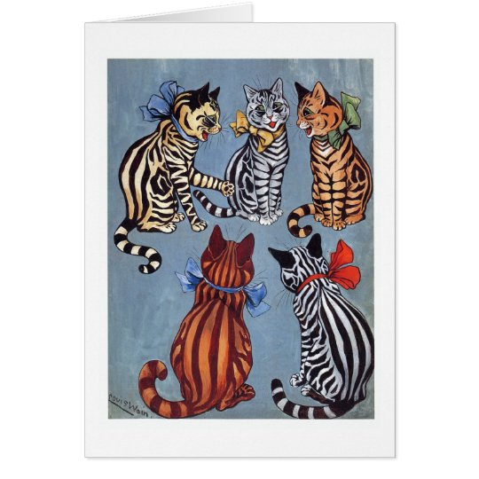 Tarjeta 5 gatos encantadores Louis Wain