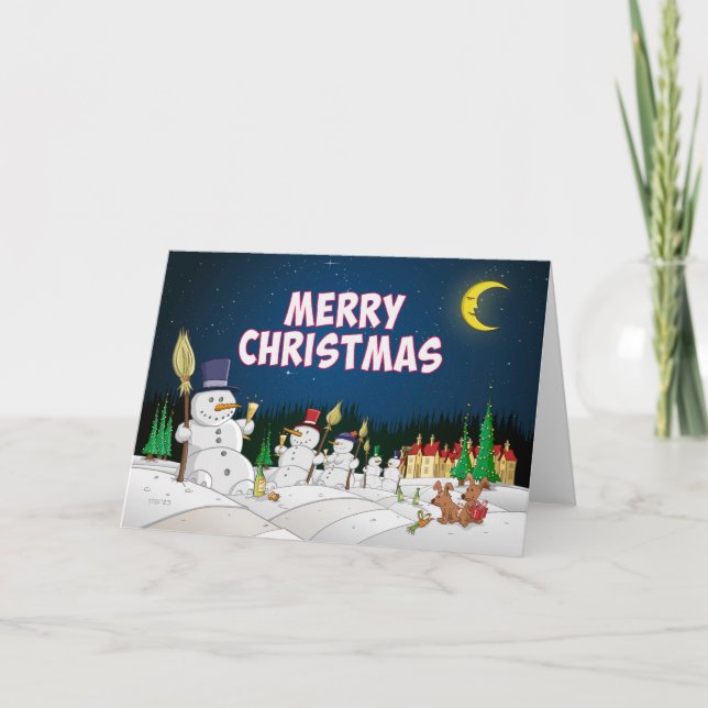 Tarjeta 5 sneeuwpoppen wensen je prettige feestdagen (Anverso)