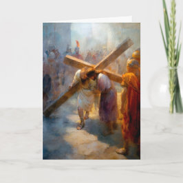 Tarjeta 5a Estación del Vía Crucis - Simón de Cirene Ayuda