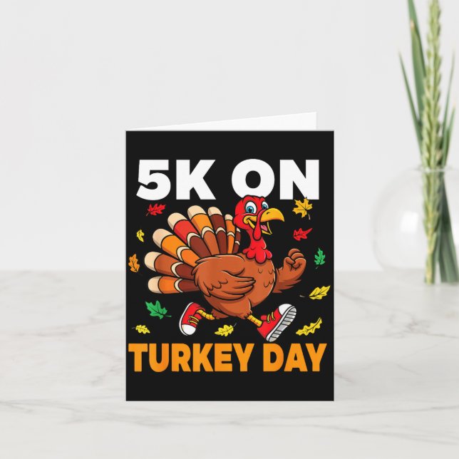 Tarjeta 5k On Turkey Day Funny Running Thanksgiving Turkey (Anverso)