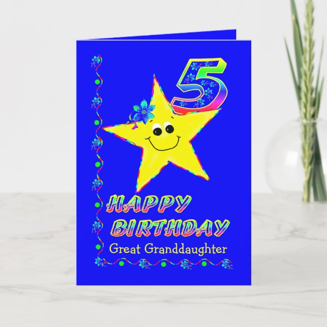 Tarjeta 5tas estrellas del cumpleaños del personalizado (Anverso)