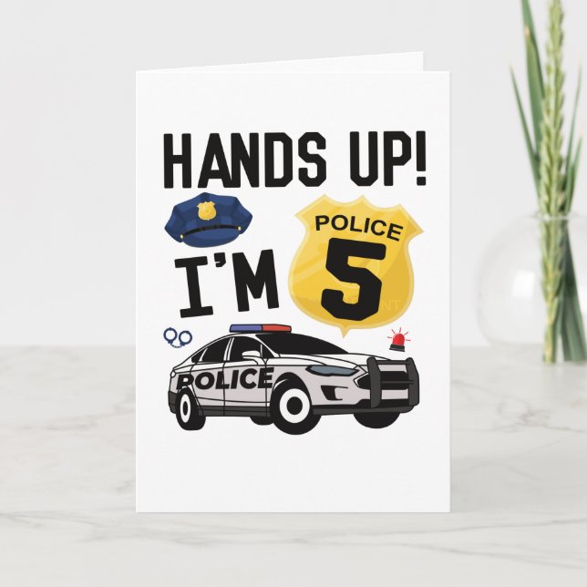 Tarjeta 5th Birthday Gift Police Officer 5 Year Old Boy (Anverso)