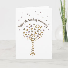 Tarjeta 5to aniversario de boda feliz, árbol de madera del