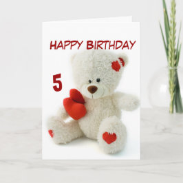 Tarjeta 5to tema del oso de peluche del feliz cumpleaños