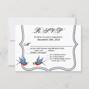 Tarjeta 5x3.5 R.S.V.P Tatuaje tradicional de pájar