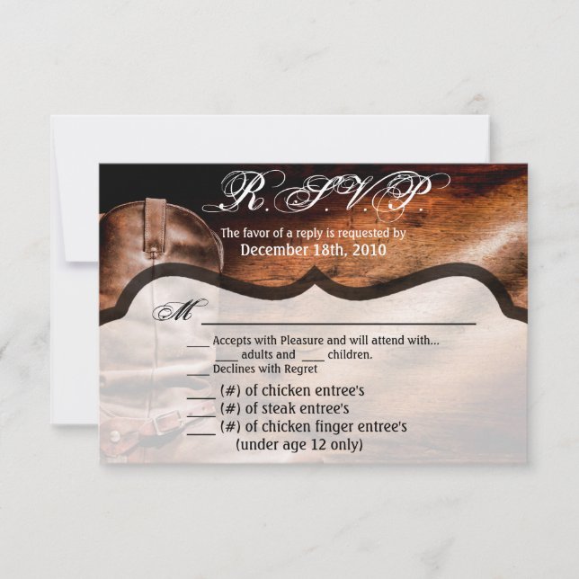 Tarjeta 5x3.5 R.S.V.P XMAS Cowboy Boots Barn Wood  (Anverso)