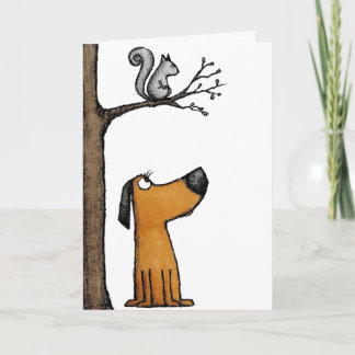 Tarjeta 5x7 Folded Card-Adorable Cartoon Dog and Squirrel