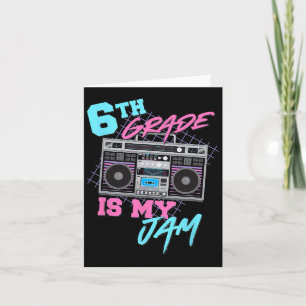 Tarjeta 6º Grado es mi Jam Vintage Teacher Boombox de los