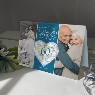Tarjeta 60º Aniversario de bodas de diamante arte del cora