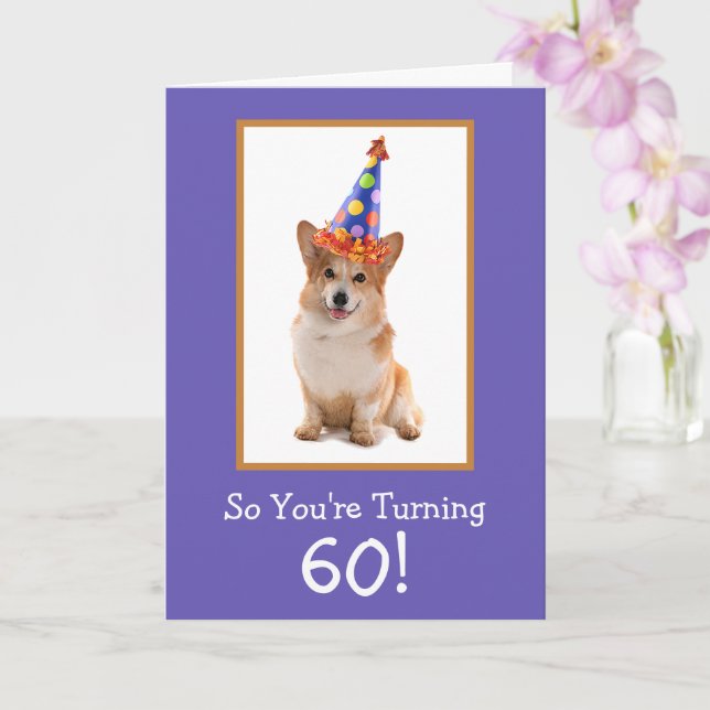 Tarjeta 60.ª Celebración del Corgi de cumpleaños (Orquídea)