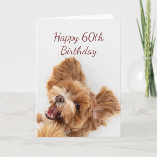 Tarjeta 60.ª Fun Cumpleaños Comenzar Cute Perro Puppy Tarj