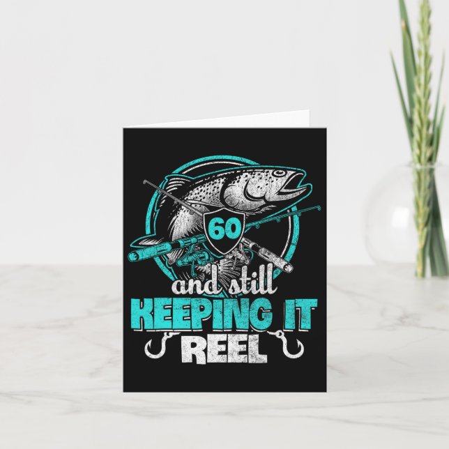 Tarjeta 60.ª Pesca Funny Cumpleaños Pescador Camisas Keepi (Anverso)