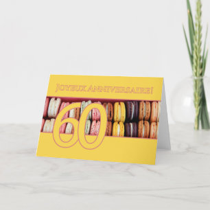 Tarjeta 60.º Aniversario del cumpleaños francés Macaron-Jo