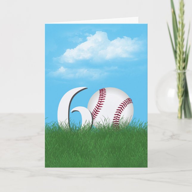 Tarjeta 60.º Béisbol De Cumpleaños En Grasa Verde (Anverso)