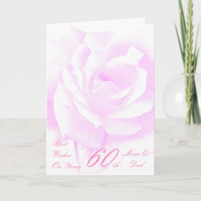 Tarjeta 60.º Boda Aniversario Mamá y Papá Rosa Púrpura (Anverso)