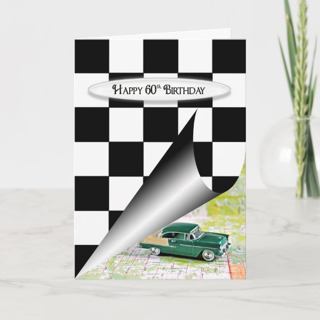 Tarjeta 60.º coche de cumpleaños (Anverso)