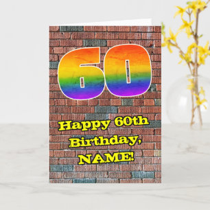 Tarjeta 60.º cumpleaños: Arcoiris 60 inspirado en graffiti