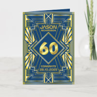 60.º cumpleaños Art Deco Oro Azul Gran Gatsby