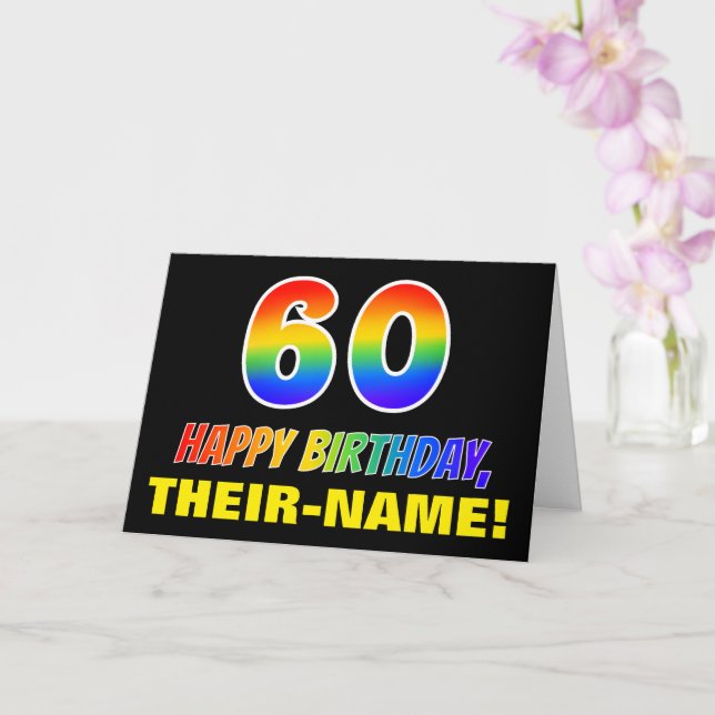 Tarjeta 60.º cumpleaños: audaz, divertido, simple, arcoiri (Orquídea)