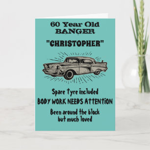 Tarjeta 60.º cumpleaños Banger Love Vintage Car Retro Styl