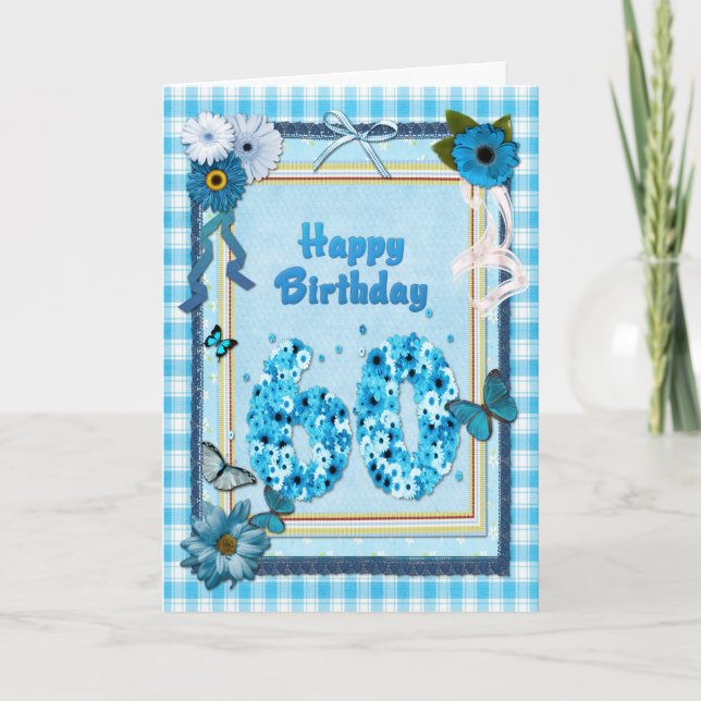 Tarjeta 60.º cumpleaños con un efecto scrapbook (Anverso)