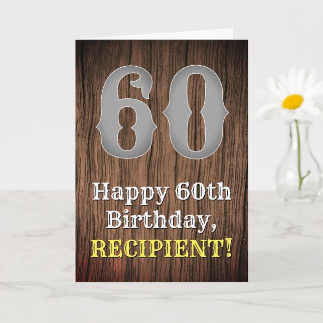Tarjeta 60.º cumpleaños: Country Western Inspired Look, No (Planta pequeña)