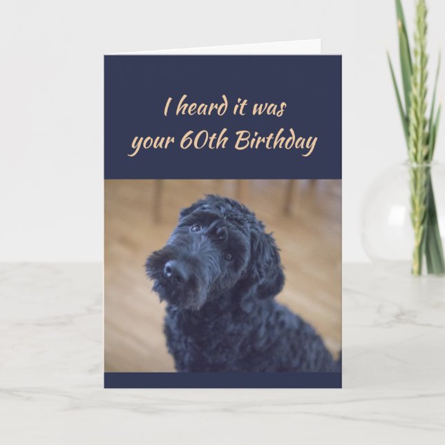 Tarjeta 60.º cumpleaños Divertido Mascota de perro con cur (Anverso)