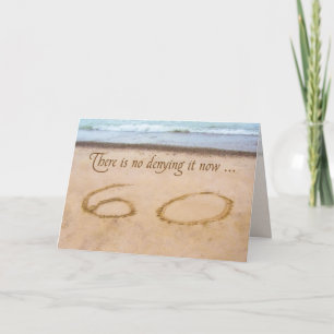 Tarjeta 60.º cumpleaños escribiendo en Sand Seashore