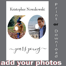 Tarjeta 60.º cumpleaños Fabulous Photo Template Fun Card