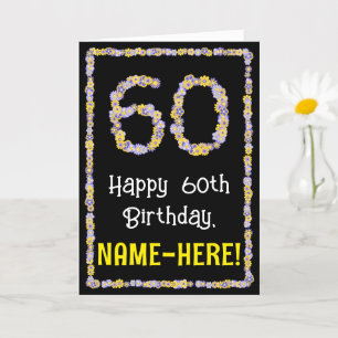 Tarjeta 60.º cumpleaños: Flores florales, nombre personali