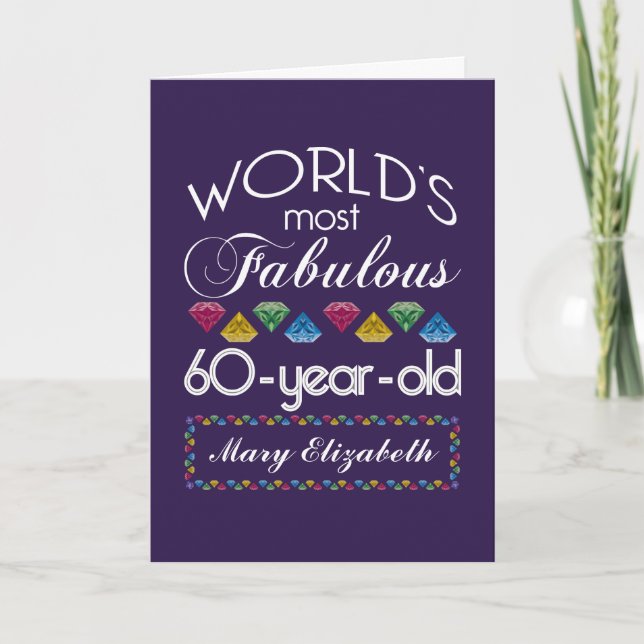 Tarjeta 60.º Cumpleaños Las Gemas Coloridas Más Fabulosas  (Anverso)