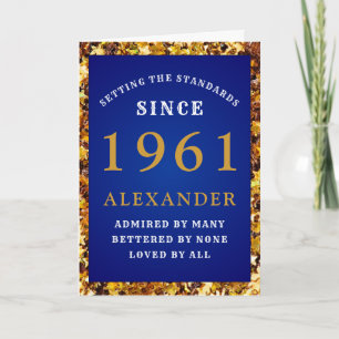 Tarjeta 60.º cumpleaños Nacido en 1961 Azul de oro Añadir 
