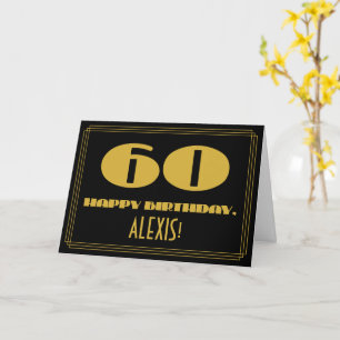 Tarjeta 60.º cumpleaños: Nombre + Art Deco Inspirado Aspec