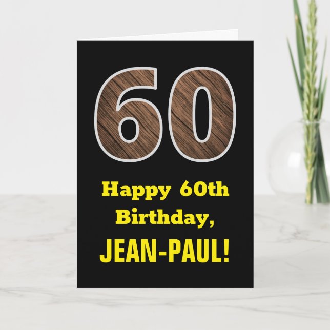 Tarjeta 60.º cumpleaños: Nombre, Patrón de grano de madera (Anverso)