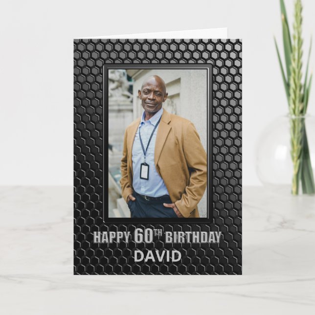 Tarjeta 60.º cumpleaños Personalizado de patrón geométrico (Anverso)
