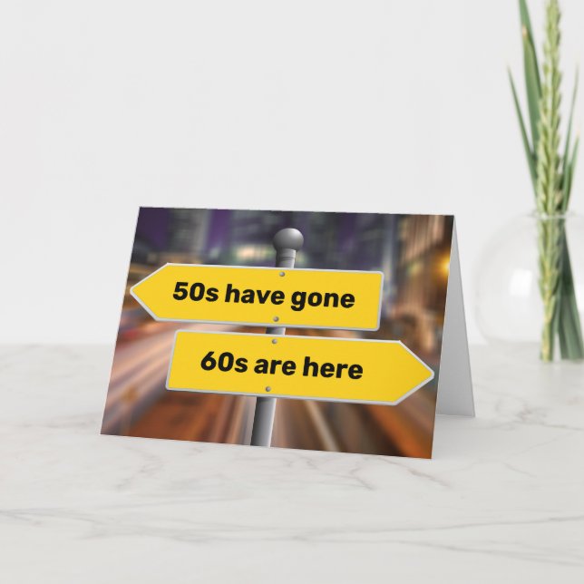 Tarjeta 60.º cumpleaños Rótulos Amarillos de la calle añad (Anverso)
