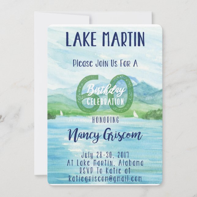 Tarjeta 60.º Fin de Semana del Lago de Cumpleaños (Anverso)