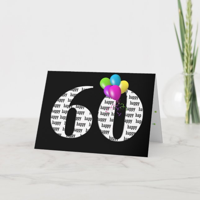 Tarjeta 60.º globo de cumpleaños (Anverso)