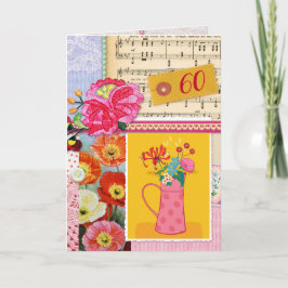 Tarjeta 60.º libro de relatos de arte floral de cumpleaños
