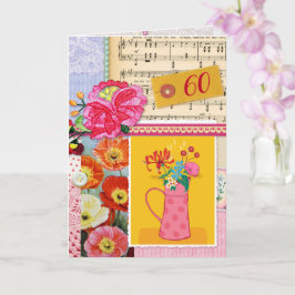 Tarjeta 60.º libro de relatos de arte floral de cumpleaños