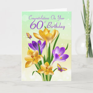 Tarjeta 60.º Nacimiento Amarillo Y Morado Crocus