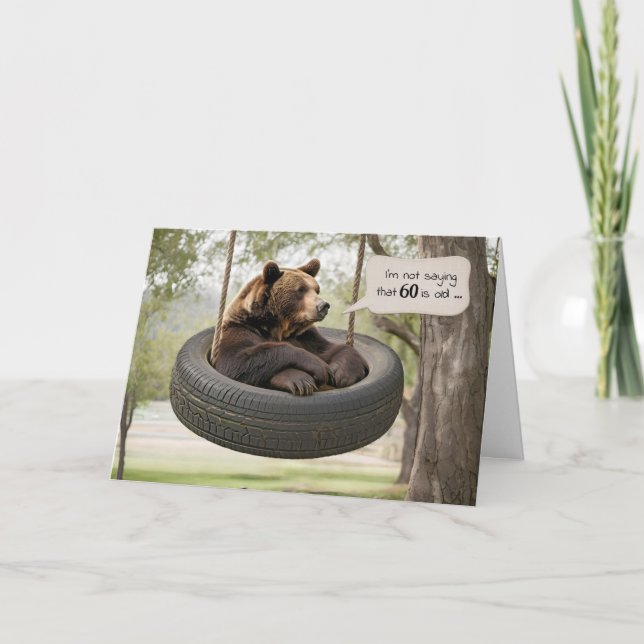 Tarjeta 60.º Oso de Cumpleaños sentado en una garra de neu (Anverso)