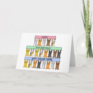 Tarjeta 60.º Personalizado de cumpleaños gatos a Personali