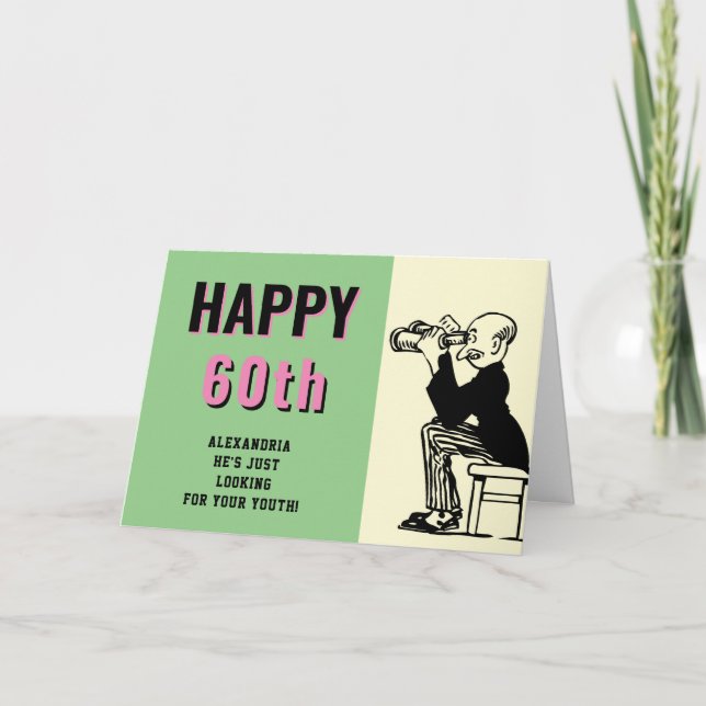 Tarjeta 60.º Personalizado de la Graciosidad Retro Persona (Anverso)