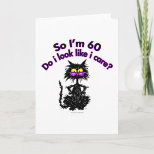 Tarjeta 60.º Regalo de gatos de cumpleaños