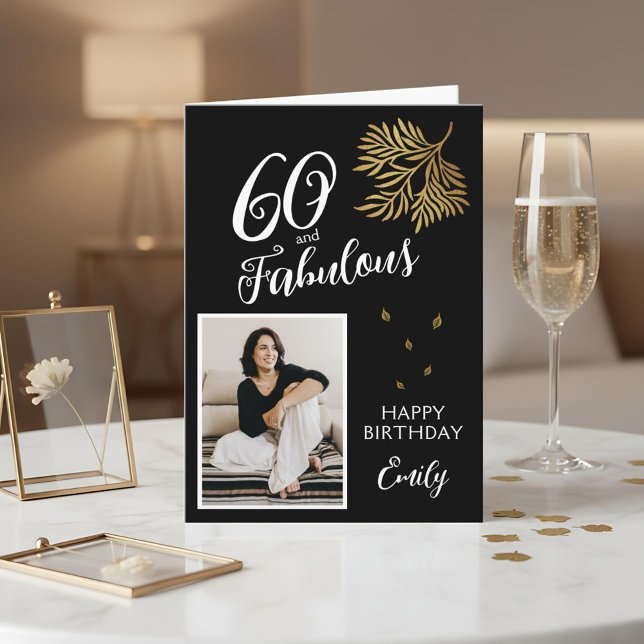 Tarjeta 60 and Fabulous Foliage 60th Birthday Photo Card (Subido por el creador)