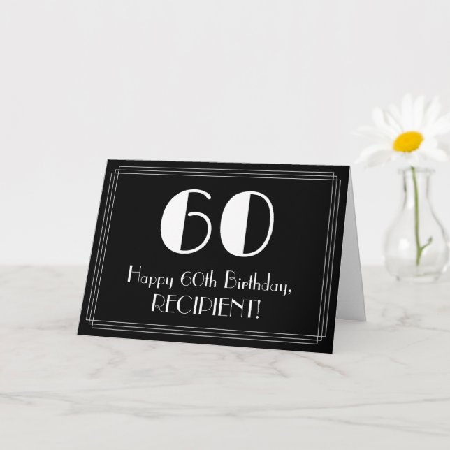 Tarjeta 60 Aniversario ~ Art Deco Inspirado Aspecto "60",  (Planta pequeña)